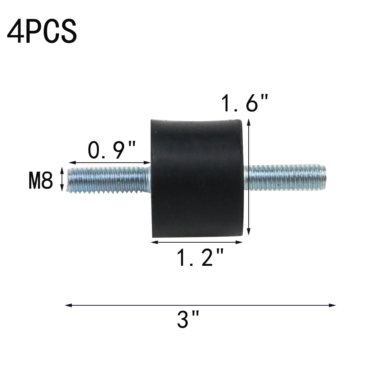 MY MIRONEY 4PCS 40 x 30mm Rubber Isolator Mounts with M8 x 23mm Studs — Amazon image 2