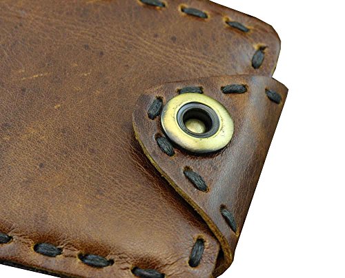 Vintage Biker Leather Bifold Snap Wallet With Chain for Mens or Boys4