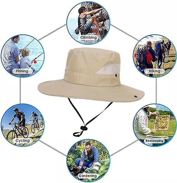 Kids-Summer-Sun-Hat - Wide-Brim UV-Protection Quick-Dry Beach-Bucket-Hat for Fishing Camping Travel (5-10 Years)4