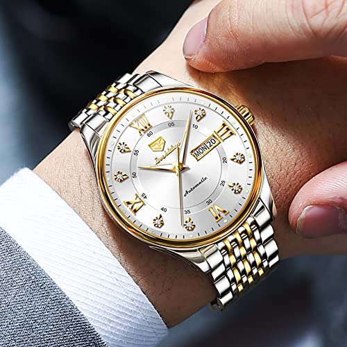 Image of OLEVS Automatic Mens Watches Self Winding Mechanical Business Luxury Dress Wrist Watch Stainless Steel Waterproof Luminous Day Date