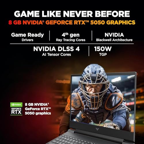 Image of HP Victus, Intel Core 7 240H, 8GB RTX 5050, 24GB DDR5(Upgradeable) 1TB SSD, FHD, 144Hz, 300 nits, IPS, 15.6'' /39.6cm, Win11, M365* Office24, Mica Silver, 2.29kg, fa2409TX, RGB Backlit, Gaming Laptop
