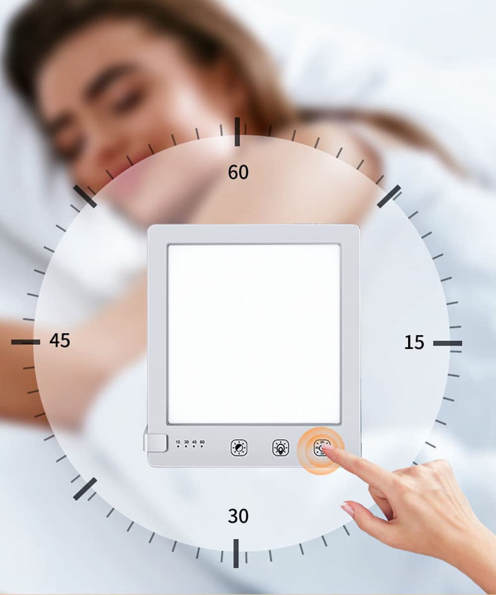 Lampe De Luminothérapie, 10000Lux Compact Lampe Lumière Du Jour, Avec 3 Modes De Couleur, 4 Réglages De Minuterie, Le Traitement Efficace Des Troubles Affectifs Saisonniers,Blanc