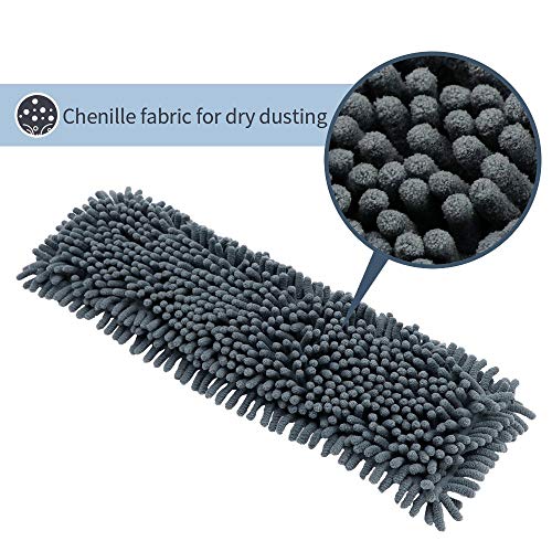 Flat Dust Mop with 4PCS Chenille and Microfiber Mop Pads Refills Adjustable Handle Cleaning Comb Magic Sweeping Cleaning Mop Floors
