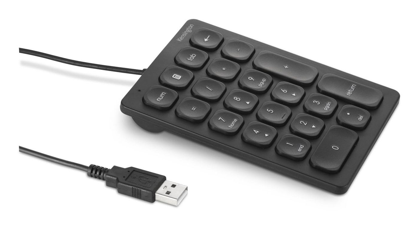 Kensington 21-Key USB-A Wired Numeric Keypad with 4 Shortcut Keys for Windows, macOS and Chrome OS Computers, K79820WW