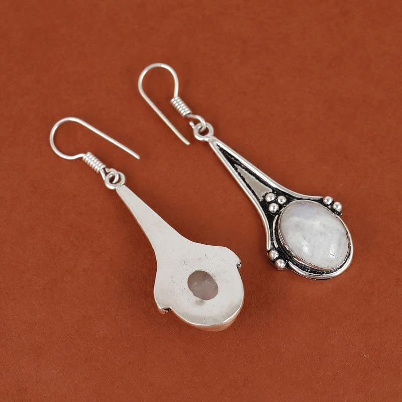 Gemstone Boho Earrings for Women – Natural Gemstone Drop & Dangle Earrings – Handmade Lightweight Jewelry in 925 Silver Plated Finish – Gift for Her, Anniversary, or Christmas - Image 5