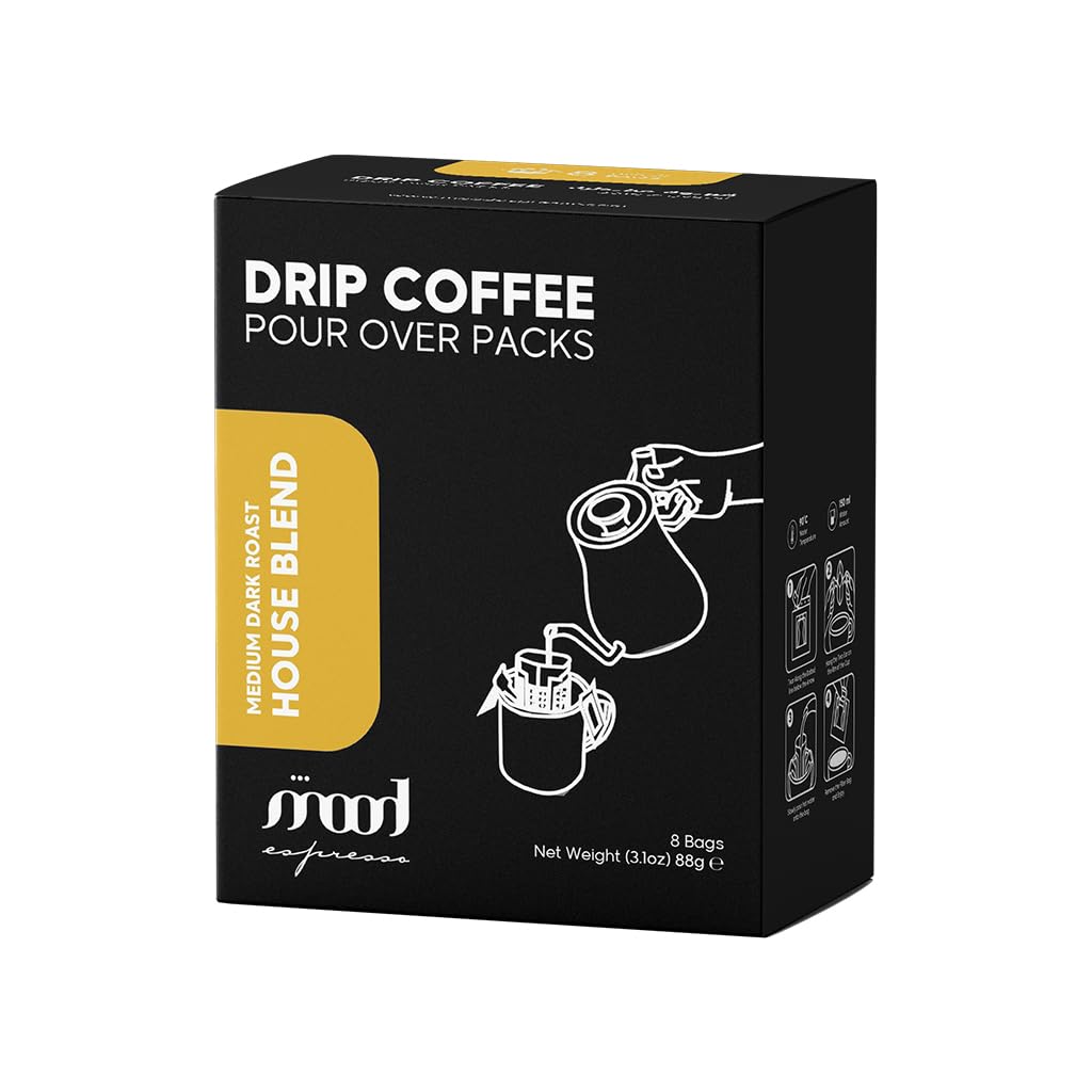 Mood EspressoMedium Roast Drip Coffee, House Blend, 8 x 11g Sachets - Made in UAE