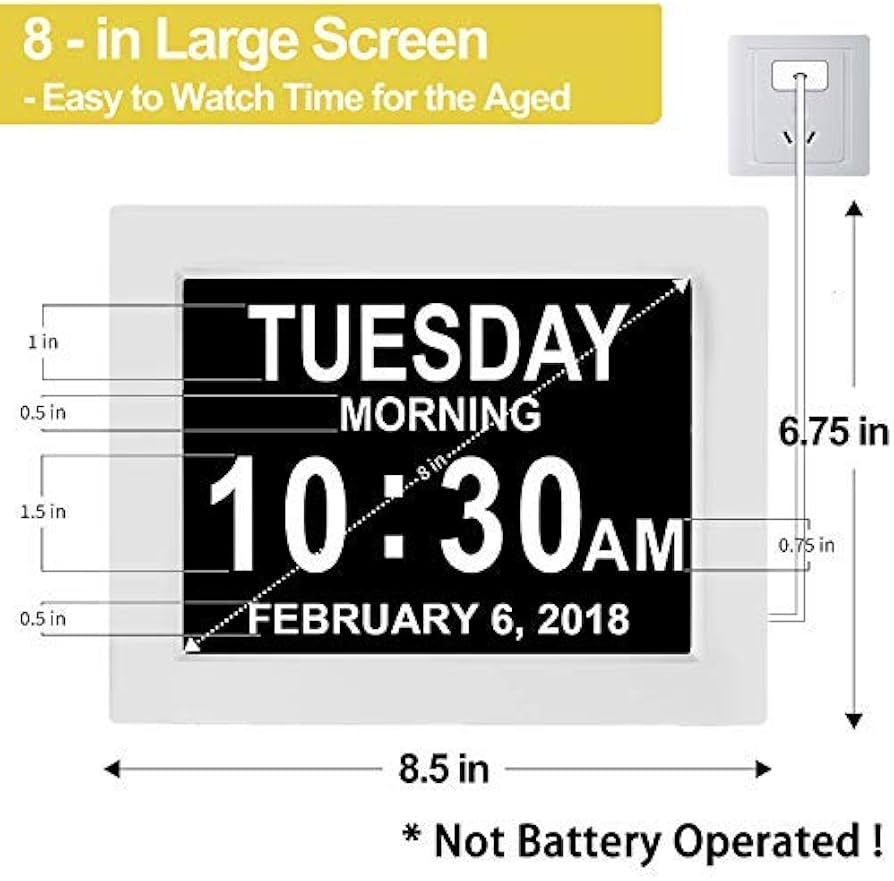 Amazon.com: JALL 【Upgraded】 Digital Calendar Alarm Day Clock - with 8