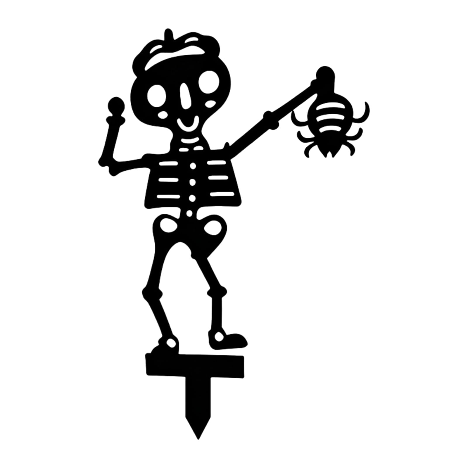 ZhzeYun Halloween Skeleton Garden Stake with Bat Spider Metal Silhouette