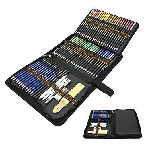 Juego de lápices de dibujo para colorear profesional, juego de 72 lápices de colores y lápices de bocetos con herramientas de dibujo en estuche con cremallera, ideal para artistas, adultos