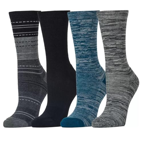 Kirkland Signature Ladies' Crew Socks Extra-Fine Merino Wool, Blue, 4 Pairs