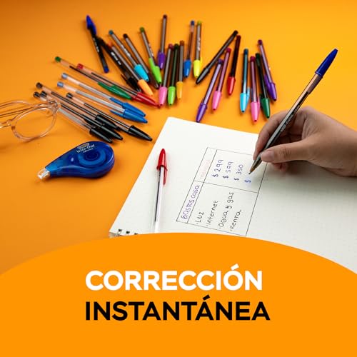 Corretivo em Fita BIC Super Tape, 12 metros, Formato Anatômico, 891821, 6 unidades, Correção Istantâ