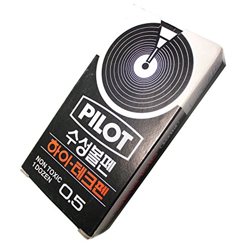 Pilot Hi-Tech Point Water-Based Ball Point Pen - 0.5Mm - Black (Pack Of 12 Pens) #TOP5