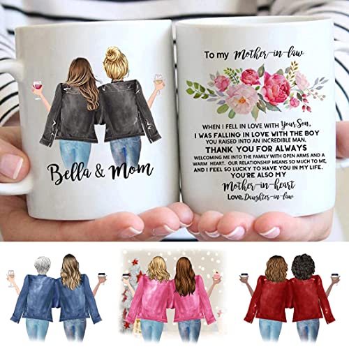 Personalized Mother in Law Mug from Daughter, Custom Mother-in-Law Coffee Mug, Mother's Day Christmas Anniversary Birthday Gift Mug for Mother in Law, 11 or 15 Oz