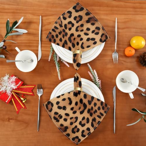 Servilletas de tela estampado leopardo set x4 50.5x50.5 cm miniatura 4