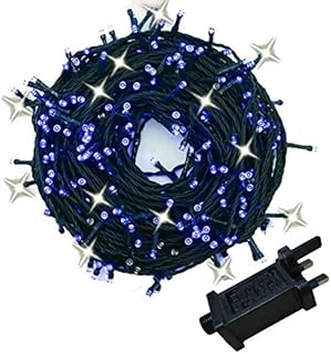 YASENN Fairy Lights Mains Powered 30m 300LED String Lights Parts Twinkling strobes for Outside Indoor Garden Christmas Stree Decorations (Blue with Cool White strobes)