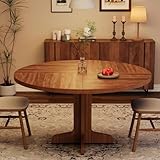 RONIPIC 47' Round Dining Table for 4-6, Farmhouse Circle Kitchen Table, for Home Dining Room Living Room, Walnut (Only Table)