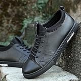LLZGPZYDX Calzado Deportivo Nuevos Hombres De Cuero Zapatos Casuales De Moda Transpirable con Cordones Zapatillas De Deporte Zapatos Planos Zapatos De Lona Blancos Y Negros Ra-66Z