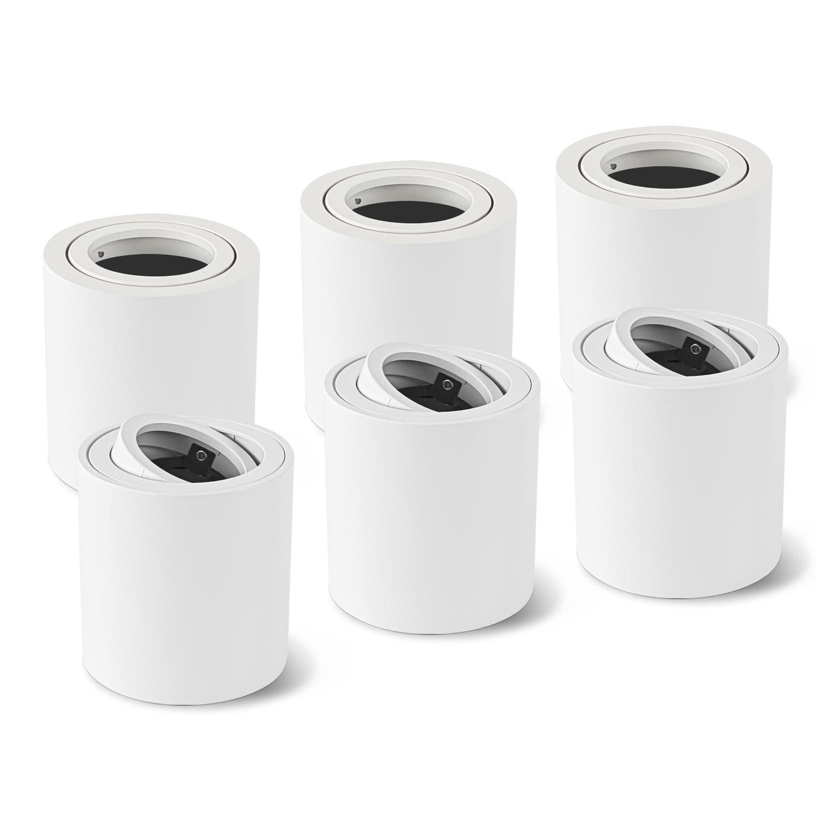 Spots de Plafond GU10 orientable Blanc 6 Pcs, Spot en Saillie 230V Cadre avec GU10 douille LED éclairage plat aluminium rond Ceiling Downlight, Plafonnier salle de bain