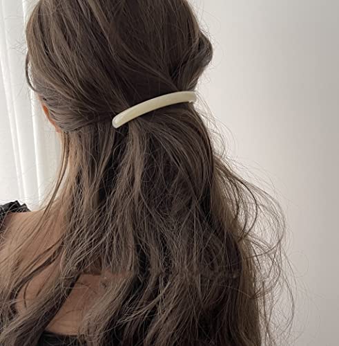 2 Pack Vivid Color Curved French Acetate Barrettes Hair Clips Metal Spring Clips Ponytail Barrette Hairstyle Hair Grip No Slip Grip Workouts Hairpins Chic Styling (Brown) #TOP1