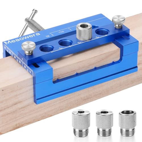 Dowel Jig Kit & Biscuit Jointer Set Adjustable Wood Dowel Jig with 4 Drill Bushings Depth Stops Clamp & Guide for Woodworking Joinery (Without drill bit)