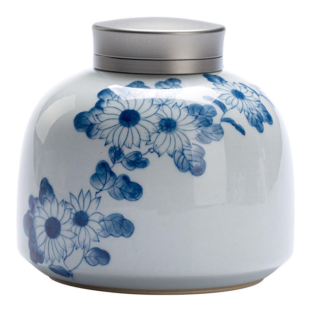 XYNSNDB Zestaw do herbaty Niebiesko-biała porcelana ręcznie malowana puszka na herbatę, ceramiczna dwuwarstwowa zamknięta puszka, domowy magazyn herbaty, puszka do przechowywania słoik do