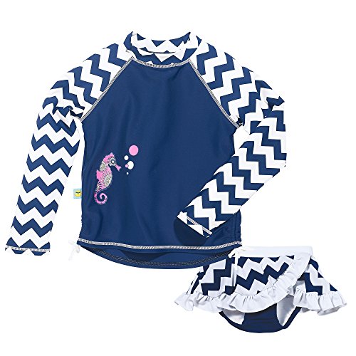 Sun Smarties Seahorse Rash Guard Reusable Swim Diaper Skirt Two-Piece Swimsuit