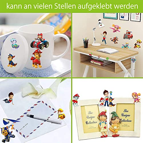 Deen Kinder Sticker,12 Blätter 3D Paw Patrol Stickers Set,Relief Aufkleber für Kinder Jungen Mädchen,Belohnung Kindersticker für Kindergeburtstag Mitgebsel Gastgeschenke DIY Scrapbooking Geschenkdeko