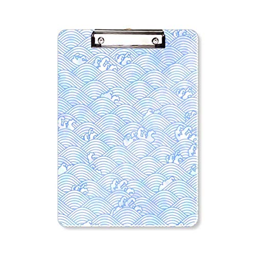Porte-bloc japonais A4 vagues bleues support écriture rigide avec pince de bureau amovible