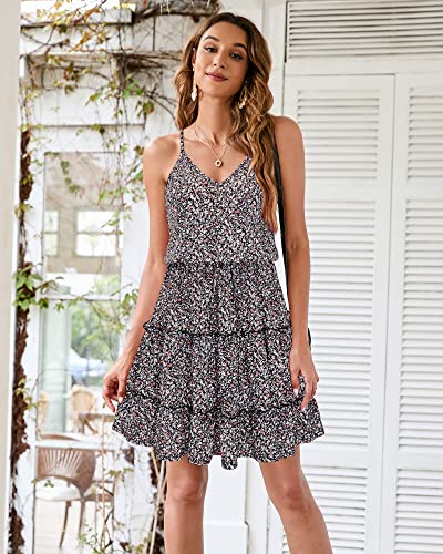 Image of Newshows Women's Summer Casual Dress Cute A Line Ruffle Hem Flattering Fit Beach Vacation Sundress