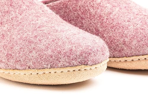 Woolly's Indoor Open Heel Slippers With Leather Sole (Lavender) - 42 | Premium New Zeland Wool | Handcrafted with Italian Design | Soft, Breathable & Ordor Free4