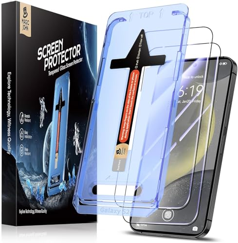 MAGIC JOHN 2 Pack for Samsung Galaxy S24 Tempered Glass Screen Protector[NOT for Ultra] Auto Dust-Elimination Installation Bubble Free HD Clear Easy Installation