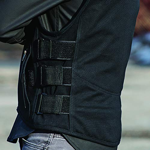 Image of First Mfg Co - Knox - Men's Motorcycle Biker Riding Black Canvas Vest - Extra Large - Adjustable Strap Conceal Carry Pockets