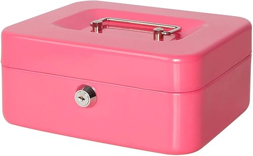 Miniatura 16 de Jssmst Caja de Efectivo Grande con Cerradura de Llave - Caja de Efectivo de Metal Duradera con Bandeja para Dinero, 11.81 x 9.84 x 3.46 pulgadas