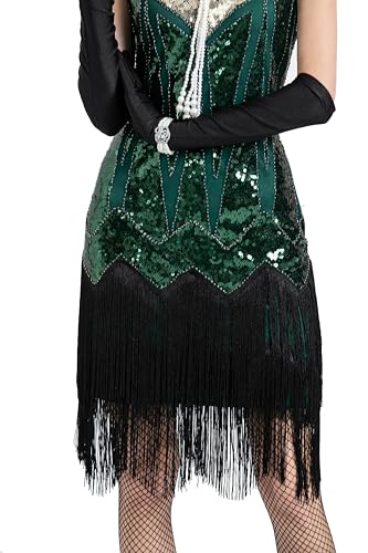 Image of Peacock-inspired 1920s Gatsby Beaded Flapper Sling Dress Womens Vintage Cocktail Dress W /Complete Accessories Set