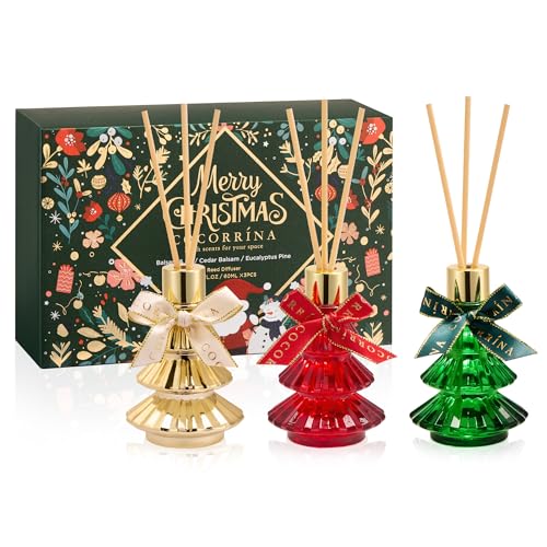 COCORRÍNA Christmas Reed Diffuser Set of 3 - Cedar Balsam, Eucaly...