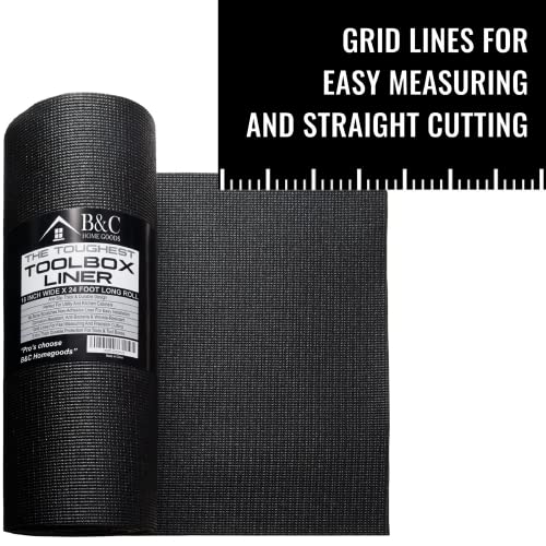 B&C Home Goods Non-Slip Tool Box & Drawer Liner, Black, Adjustable, 18'' x 24 ft - Thumbnail 6
