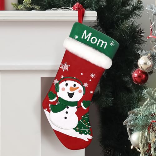 Christmas-Stockings-18-Large-Christmas-Stocking-with-Exquisite-Embroidery-Snowman-Santa-Reindeer-Traditional-Classic-Red-and-Green-Design-Xmas-Stockings-for-Family-Christmas-Holiday-Decorations Christmas Stockings 18 Large Christmas Stocking with Exquisite Embroidery Snowman Santa Reindeer Traditional Classic Red and Green Design Xmas Stockings for Family Christmas Holiday Decorations