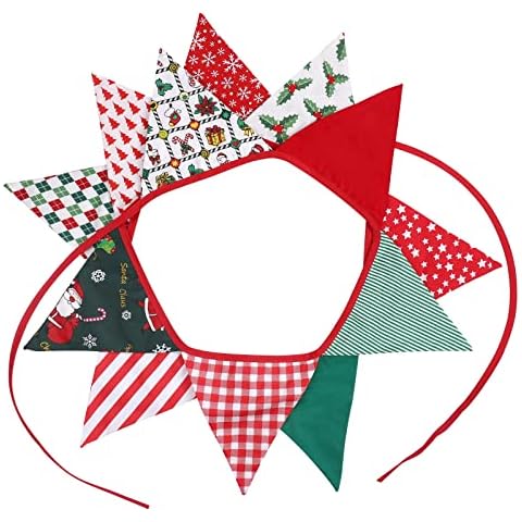 Christmas Pennant Banner, 3.2m 12pcs Large Christmas Elements Bunting Flag for Mantle Fireplace Christmas Wedding Baby Shower Birthday Party Decoration Cover