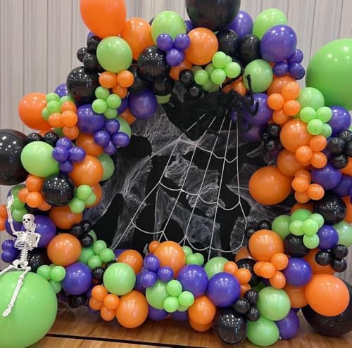 Image of Halloween Balloons,55Pcs 12Inch Orange Black Purple Green Confetti Balloons Kit, Orange and Black Balloon for Birthday Graduation Halloween Party Decorations