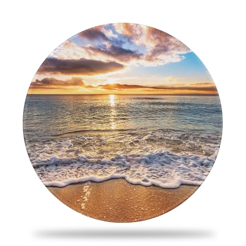 Tapis de souris de jeu rond plage coloré pour embellir votre espace informatique de bureau