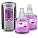 GOJO 1912-D1 LTX-12 Starter Kit with 1 Dispenser and 2 Refills, 1200 mL Capacity, Chrome Finish, Black