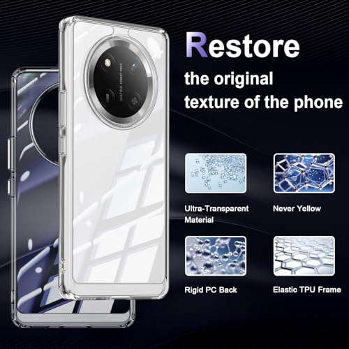 Image of Case for Honor Magic 7 Lite, Military Grade Drop Protection Phone Case, Yellowing Resistant, Anti-Scratch Hard PC Back, Shockproof Hard Ultra-Thin Protective Cover, Clear