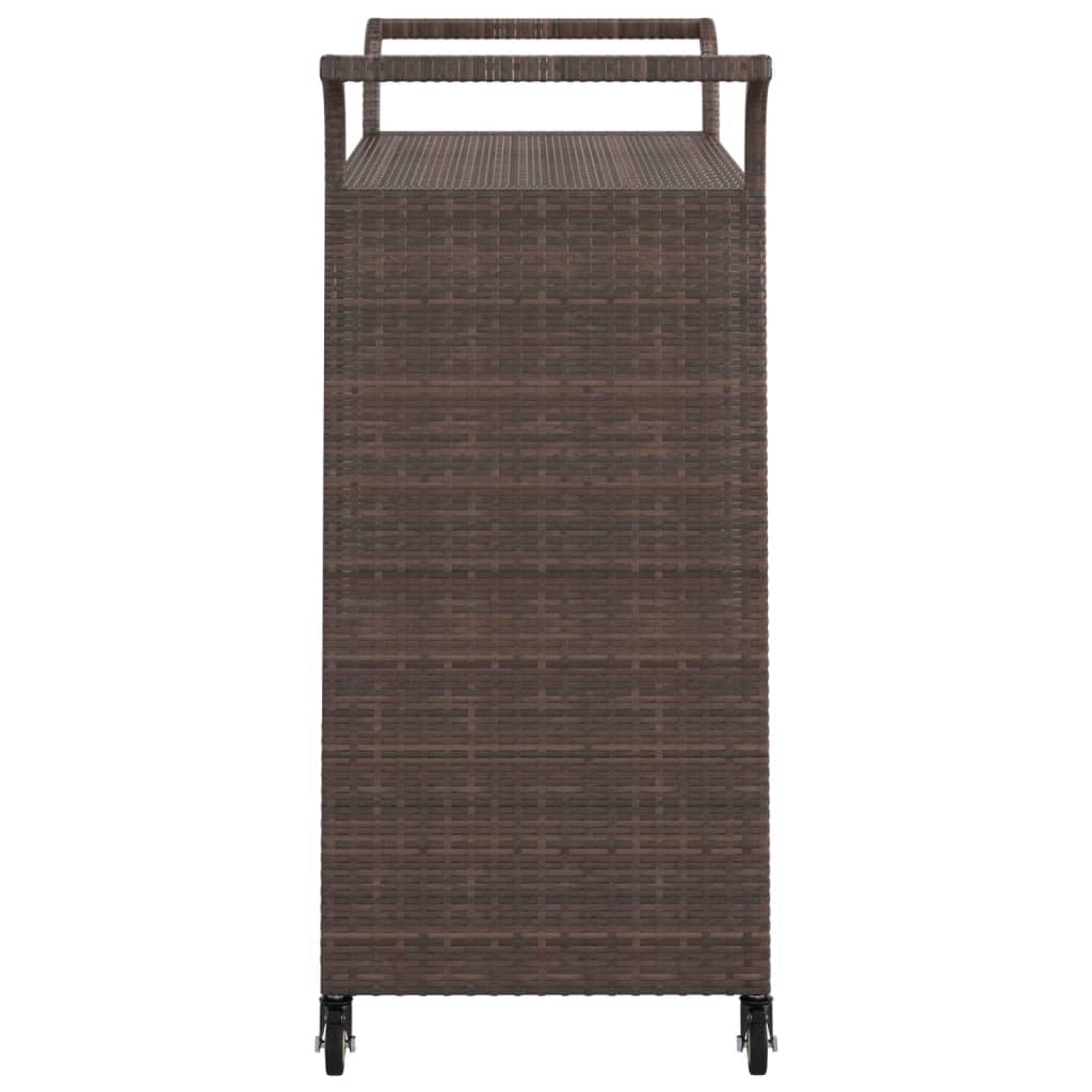 Chariot de Bar avec tiroir Marron 100x45x97 cm résine tressée Meuble Roulant pour Service Repas Cuisine Salle Manger Salon avec roulettes verrouillables