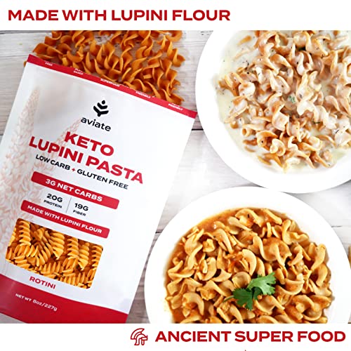 image for Aviate Keto Pasta Rotini - Low Carb (3g Net) Lupini Noodles, High Prot