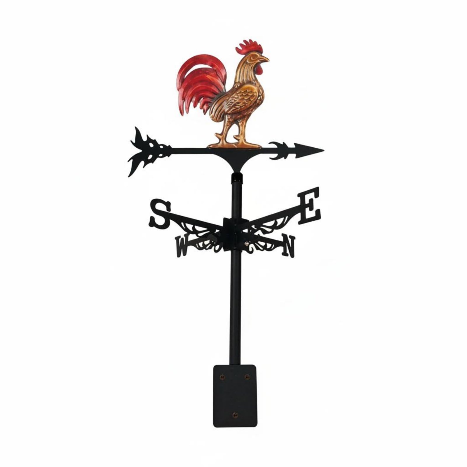 Wrought Iron Cockerel Weathervane Weather Resistant Metal Cockerel Wind Vane Roof Mount Wind Indicator for Garden, Rooftop, Yard, Farmhouse, Rooster T170-image-33