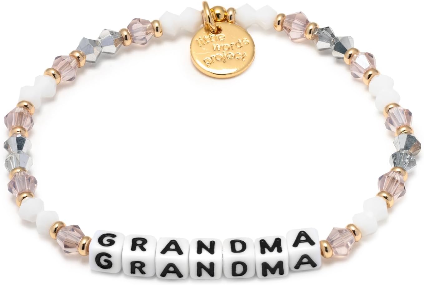Little Words Project Grandma Bracelet, The Original Word Bracelet, Made with Colorful Beads and Plated Brass Hardware, Handcrafted Design & Positive Message, Size XS