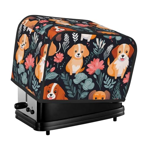 AYCZN 2 Slice Toaster Cover Dog Flower Bread Dust Cover Cute Small Appliance Toaster Covers with Pockets Fingerprint Protection Kitchen Decor