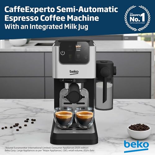 Beko CaffeExpertoTM CEP5304X Semi Automatic Espresso machine | Colour Touch Display | Integrated Milk Jug | Dual Nozzle | 15 Bar pressure | Silver | Easy cleaning - Image 3