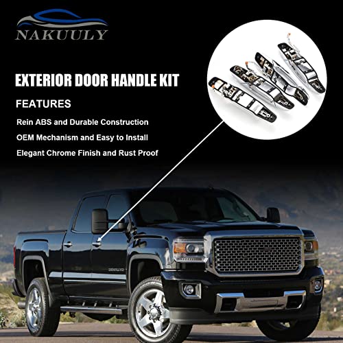 image for Nakuuly Exterior Chrome Door Handle 4 PCS Front Rear Driver & Passenge