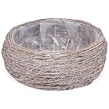 matches21 HOME & HOBBY Pflanzschale Rund in Ø 33 x 15 cm, Dekoschale aus Holz - Pflanzkorb mit Folie für Innen & Außen